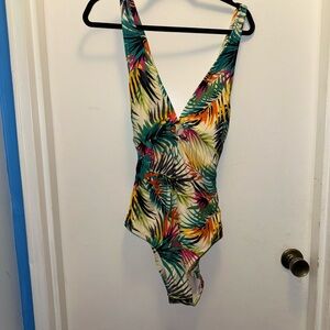 Tropical Leaf Print Swimsuit